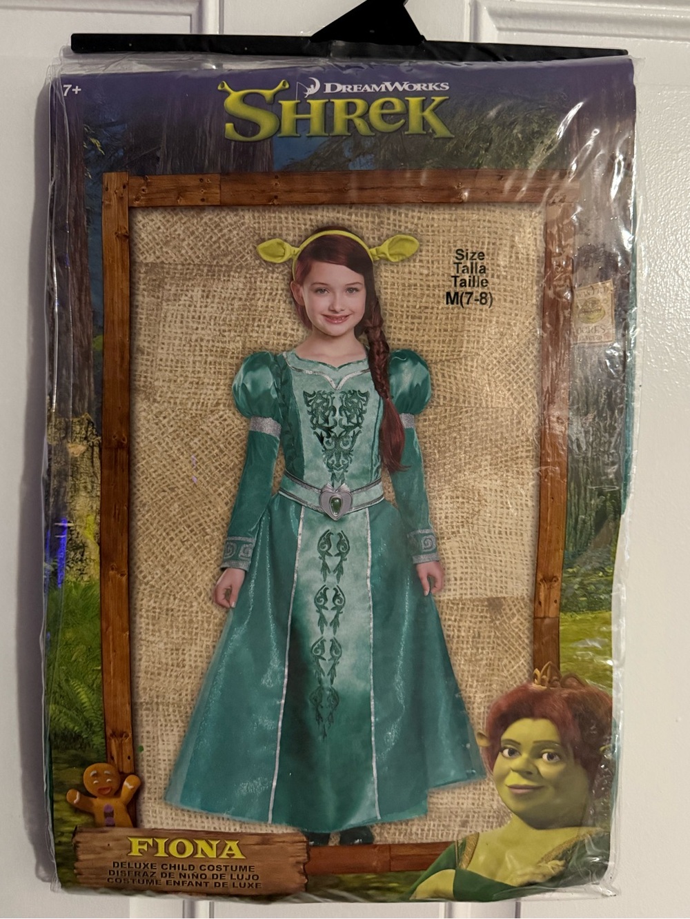 Shreck Fiona Girls Costume Teal Green Dress Halloween Costume size 7/8 NEW
